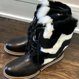 Mr and Mrs Italy Fur-Embellished Leather Ankle Boots